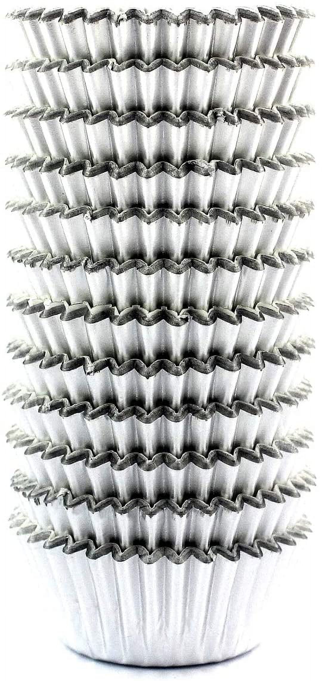 Mini Foil Metallic Cupcake Liners Muffin Paper Baking Cups 300 Pcs Silver